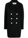 Lanvin Sophisticated Woolen Double-breasted Coat With Peak Lapels In Black