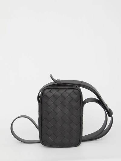 Bottega Veneta Mini Intreccio Leather Crossbody Bag In Black