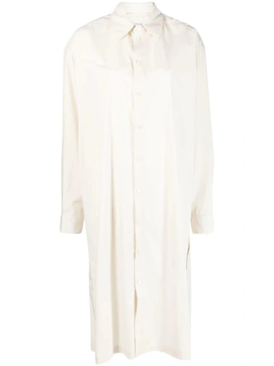 Lemaire "playful Buttoned" Midi Shirt Dress In Neutrals