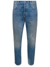 TOM FORD LIGHT BLUE 5-POCKET STYLE JEANS WITH RIPS AND LOGO PATCH IN COTTON DENIM MAN