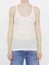 Bottega Veneta Slim Fit Light Cotton Tank Top In Cream