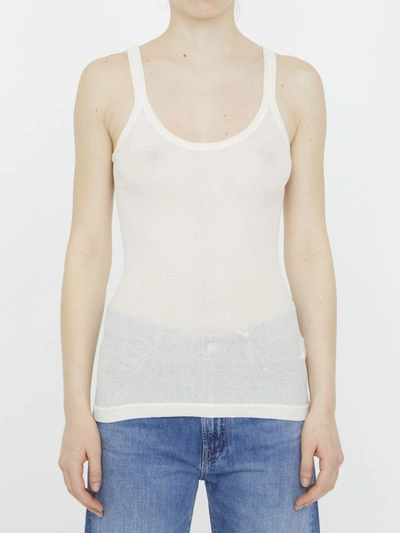 Bottega Veneta Cotton Ribbed Tank Top In White