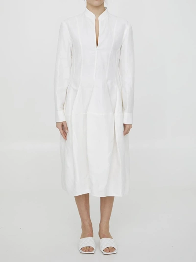 Bottega Veneta Linen And Viscose Blend Dress In White