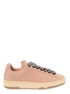 LANVIN 'LITE CURB' PINK LOW TOP SNEAKERS WITH OVERSIZED MULTICOLOR LACES IN SUEDE WOMAN