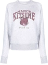 Maison Kitsuné Fox-motif Mélange-effect Cotton Jumper In Grey