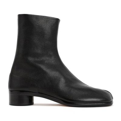 Maison Margiela Black Leather Split Toe Ankle Boots