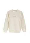 Marni Crew-neck Sweatshirt With Logo Print In White
