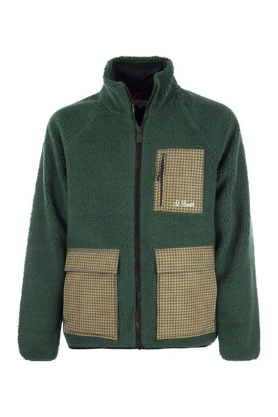 Mc2 Saint Barth Sherpa Jacket With Plaid Patch Pockets In Green