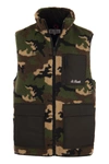 Mc2 Saint Barth Sherpa Waistcoat With Patch Pockets In Military Green