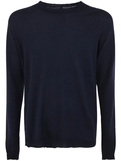 Md75 Wool Basic Crew Neck Sweater In Blue