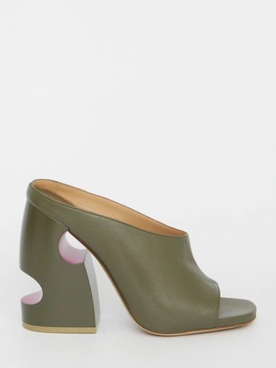 Off-white Pop Meteor 120mm Leather Mules In Green