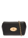 MULBERRY 'MINI LILY' BLACK SHOULDER BAG WITH TWIST-LOCK FASTENING IN FULL-GRAIN LEATHER WOMAN
