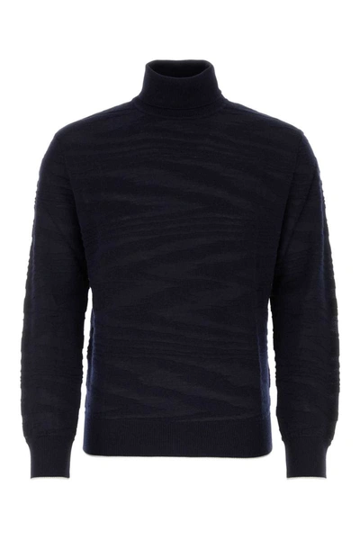 Missoni Sport Wool Blend Turtleneck Sweater In Blue