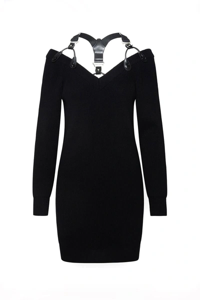 Moschino Braces-detail Knitted Dress In Black