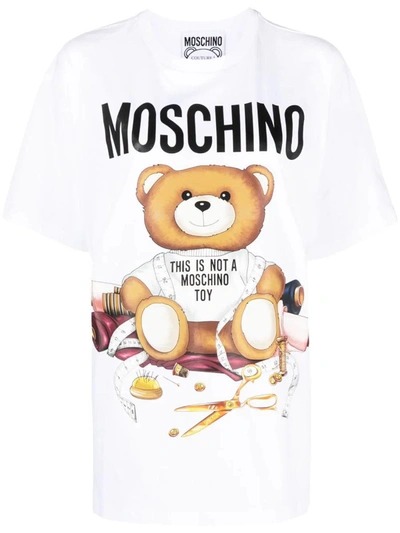 Moschino Teddy Bear-print Cotton T-shirt In White