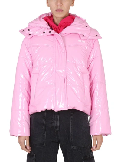 Msgm Quilted Puffer Jacket In Pink