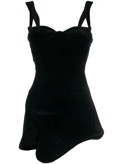 Mugler Short Dress With Sweetheart Neckline In Black