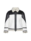 Neil Barrett Faux-shearling Trim Leather Jacket In Ivory/nat+blk