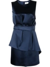 P.a.r.o.s.h Satin Belted Sleveless Minidress In Blu