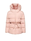 Palm Angels Belted Down Jacket In Pink