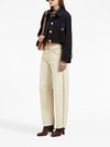 Palm Angels Contrast-trim Tapered Leg Jeans In Bianco E Marrone