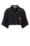Palm Angels Palm Embroidered Cropped Bowling Shirt In Black