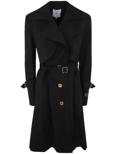 Patou Belted Single-breasted Trench Coat In Black