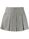 Patou Pleated Striped Wool Mini Skirt In Graphite