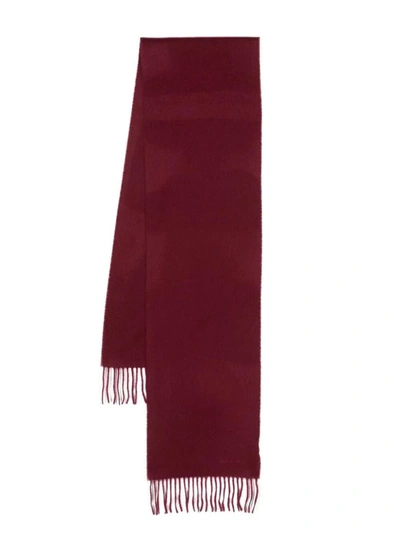 Paul Smith Fringed Cashmere Scarf In Red