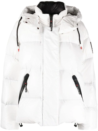Peuterey Hooded Feather-down Padded Jacket In Blanco