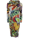 Issey Miyake Abstract-print Pleated Midi Dress In Multicolour