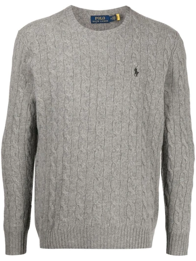 Polo Ralph Lauren Long Sleeve Crew Neck Pullover Clothing In Grey