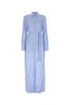 Prada Lapel Long-sleeved Shirt Dress In Stripped
