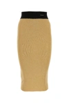 Prada Gold Blend Viscose Stretch Skirt In Gold