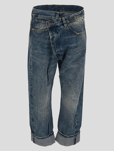 R13 Crossover Cuffed Jeans In Blue
