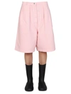 Raf Simons Denim Shorts With Double Pleats In Pink
