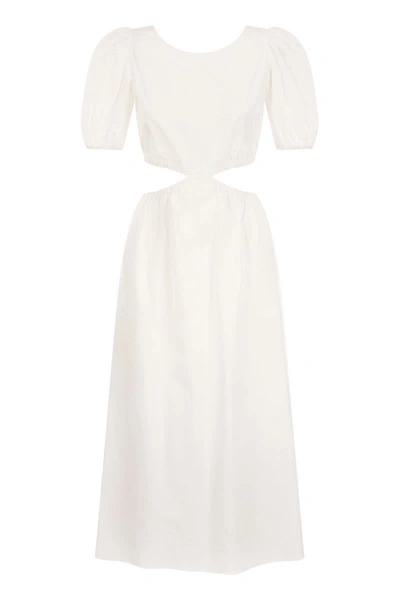 Red Valentino Cotton Dress With Ribbon In White