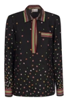 RED VALENTINO RED VALENTINO PRINTED SILK TOP FLOWERS AND STRIPES