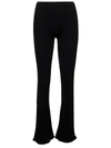 FEDERICA TOSI BLACK FLARE RIBBED PANTS IN VISCOSE BLEND WOMAN