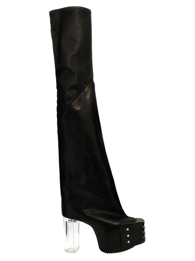 Rick Owens Flared Platforms Boots In Black