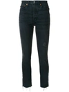 RE/DONE raw hem cropped jeans,1823WHRAC12184067