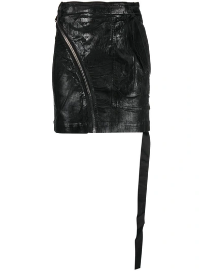Rick Owens Drkshdw Mini Skirt With Zip In Black