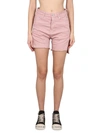 Rick Owens Drkshdw Denim Shorts Frayed Hem In Pink