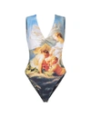 ROBERTO CAVALLI ROBERTO CAVALLI ONE-PIECE SWIMWEAR WITH PRINT AND EMBROIDERY