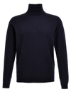 Roberto Collina Black Wool Turtleneck Sweater In Blue