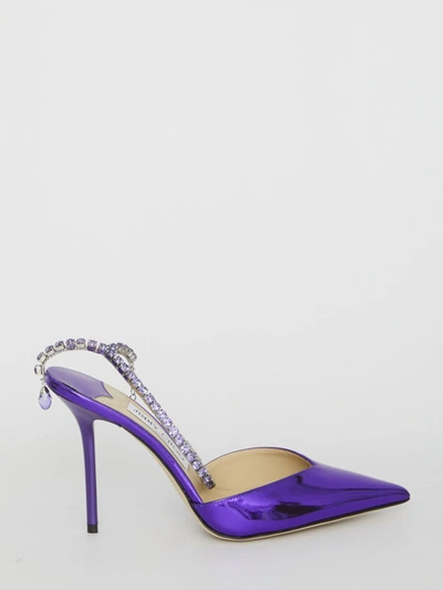 Jimmy Choo Saeda 100 Pumps In Purple