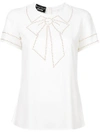 BOUTIQUE MOSCHINO BOW-EMBROIDERED T-SHIRT,A0215613412191454