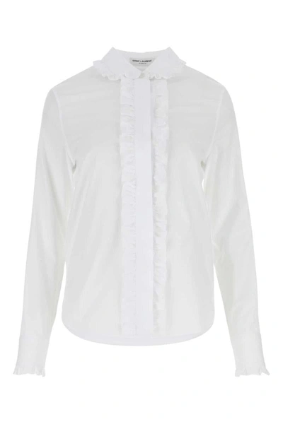 Saint Laurent Top In Cotton In White