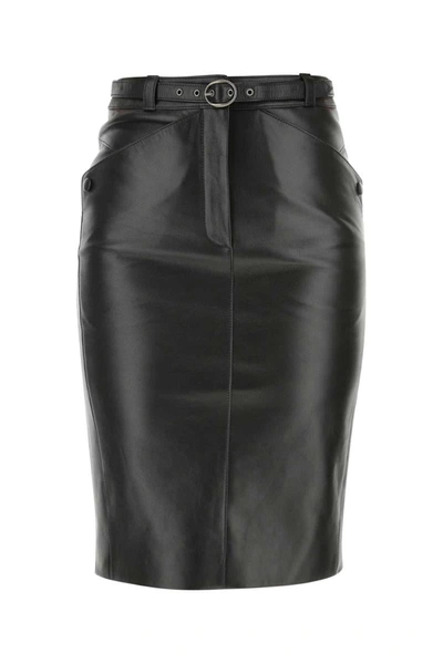 Saint Laurent Black Nappa Leather Skirt Black  Donna 40f