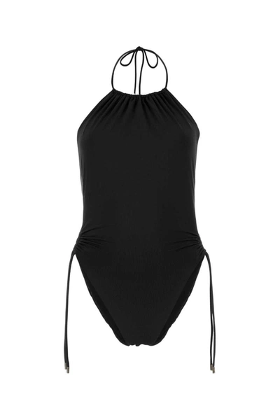 Saint Laurent Halterneck One Piece Swimsuit In Black